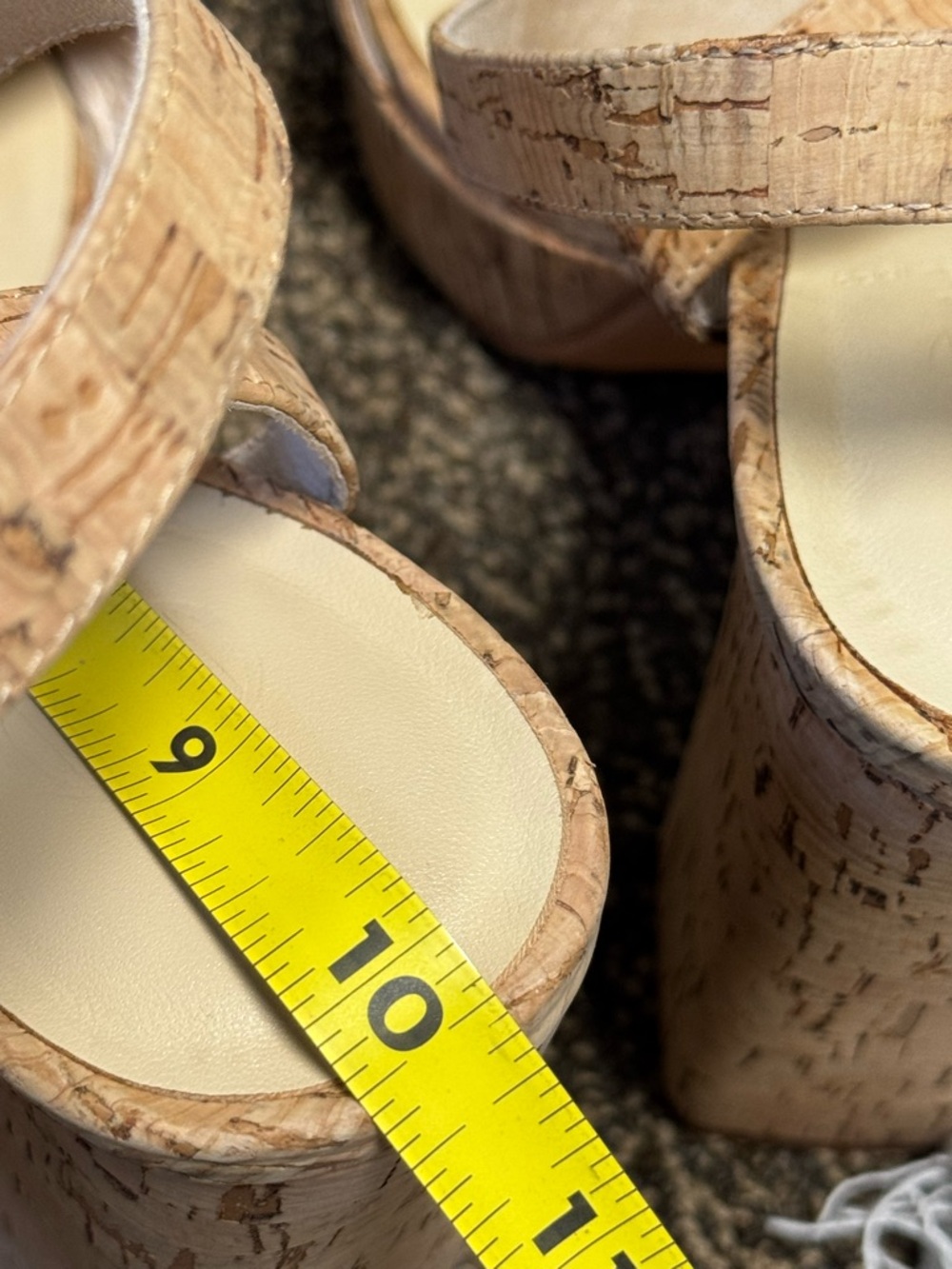 HOUSE OF HARLOW 1960 Mika Platform Heel in Natural Cork Leather Sole Sz 9.5 - Picture 14 of 17